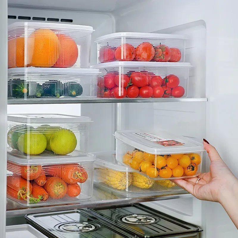 Boîtes de conservation des aliments 300/600/1200 ml avec couvercle pour réfrigérateur, idéales pour la viande, les fruits et les légumes 2