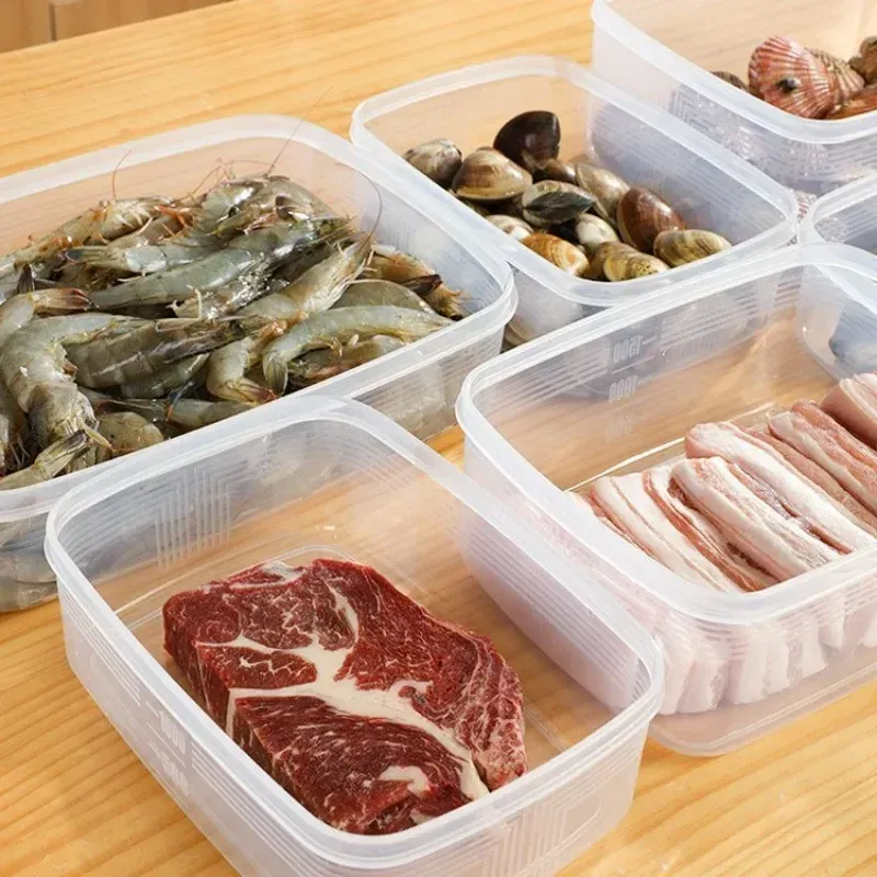 Boîtes de conservation des aliments 300/600/1200 ml avec couvercle pour réfrigérateur, idéales pour la viande, les fruits et les légumes 4