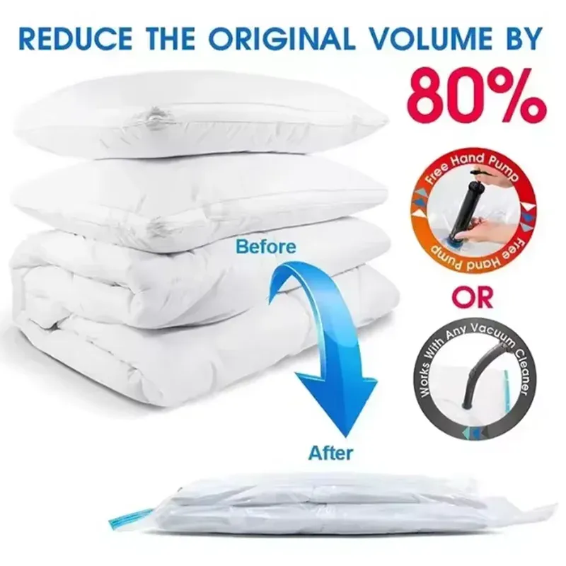 Sacs de rangement sous vide à valve, pliables et compressibles, grande taille pour vêtements et couvertures 5