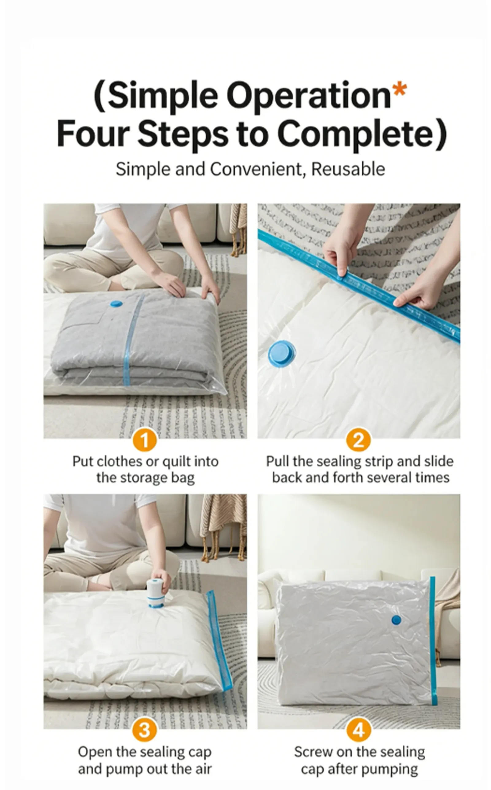Sac de rangement sous vide, idéal pour les voyages
