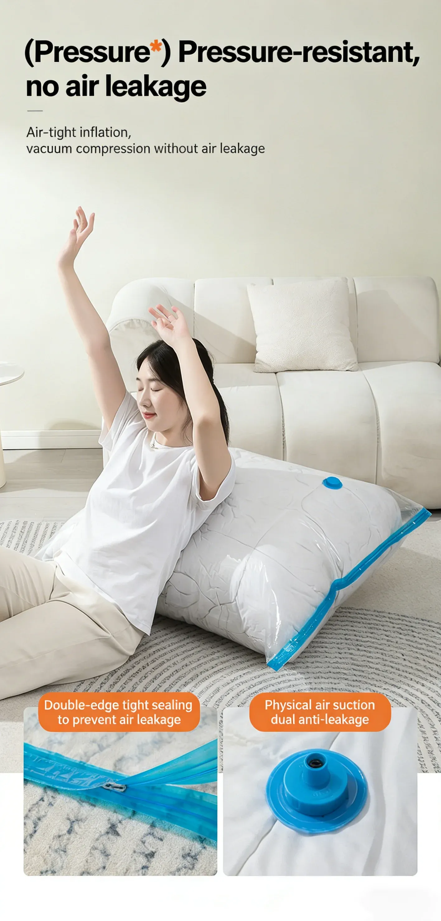 Sac de rangement sous vide, usage au quotidien