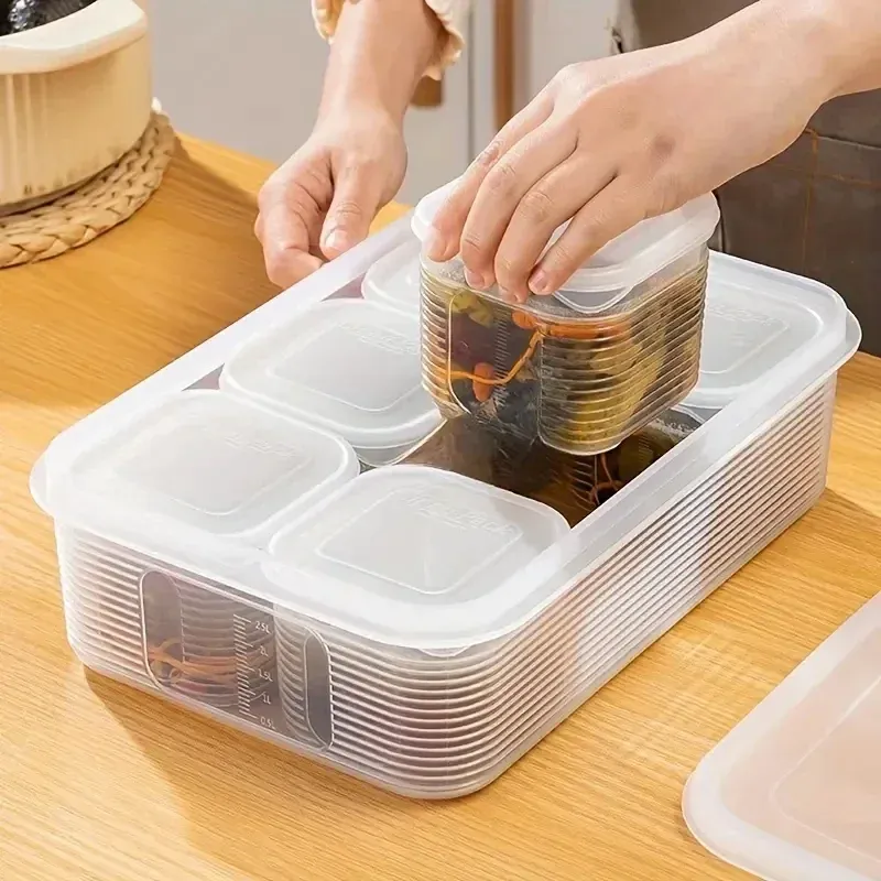 Boîte de conservation alimentaire à 6 compartiments avec couvercle pour légumes, fruits, épices et assaisonnements - Image 1