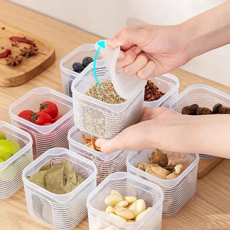 Boîte de conservation alimentaire à 6 compartiments avec couvercle pour légumes, fruits, épices et assaisonnements 3