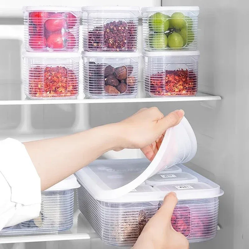 Boîte de conservation alimentaire à 6 compartiments avec couvercle pour légumes, fruits, épices et assaisonnements 6