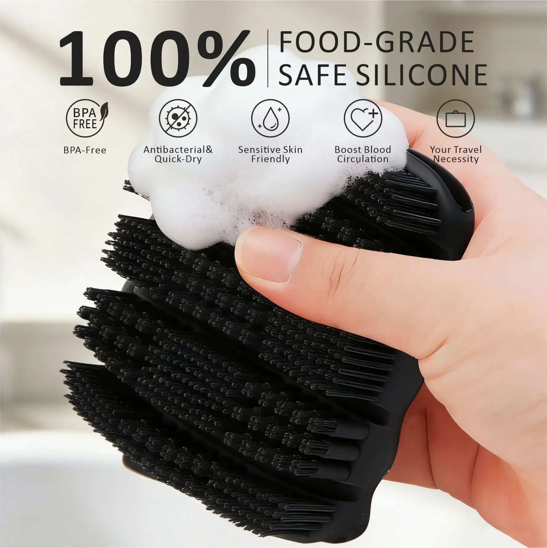 Gommage corporel en silicone, brosse de douche exfoliante pour hommes et femmes, alternative souple au luffa à séchage rapide, adaptée à tous types de peau 3