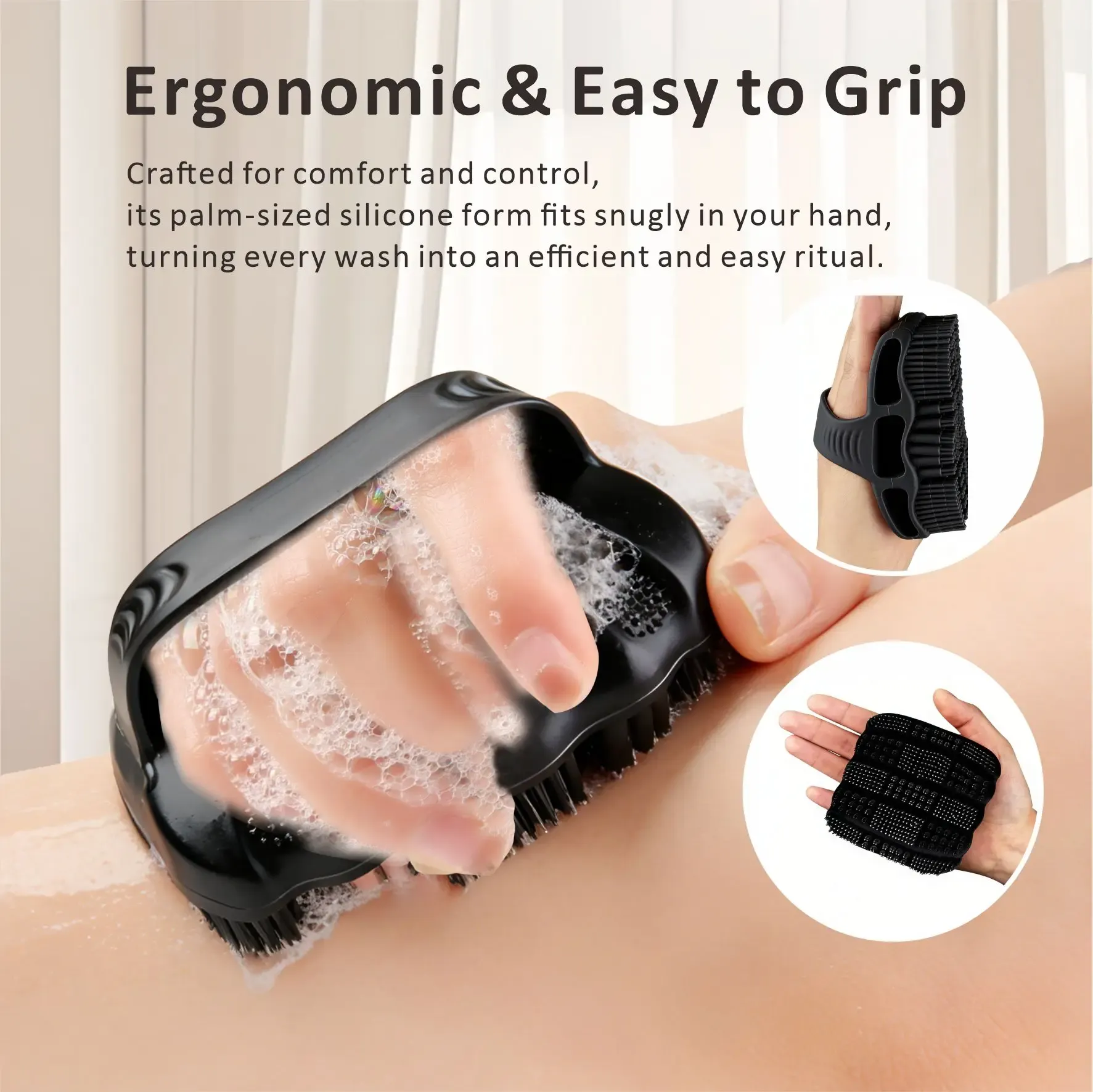 Gommage corporel en silicone, brosse de douche exfoliante pour hommes et femmes, alternative souple au luffa à séchage rapide, adaptée à tous types de peau 4