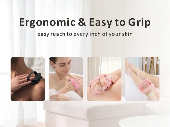 Gant exfoliant en silicone, vue d'ensemble