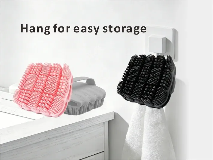 Gant exfoliant en silicone, finition et détails