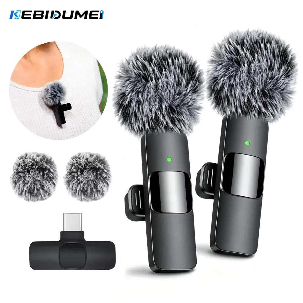 Le title is already in French, so I'll produce a clean, professional version:

Microphone Cravate Sans Fil 2.4G KEBIDUMEI Portable pour Enregistrement Audio et Vidéo, Compatible iPhone et Android, Diffusion en Direct et Jeux sur Téléphone - Image 1