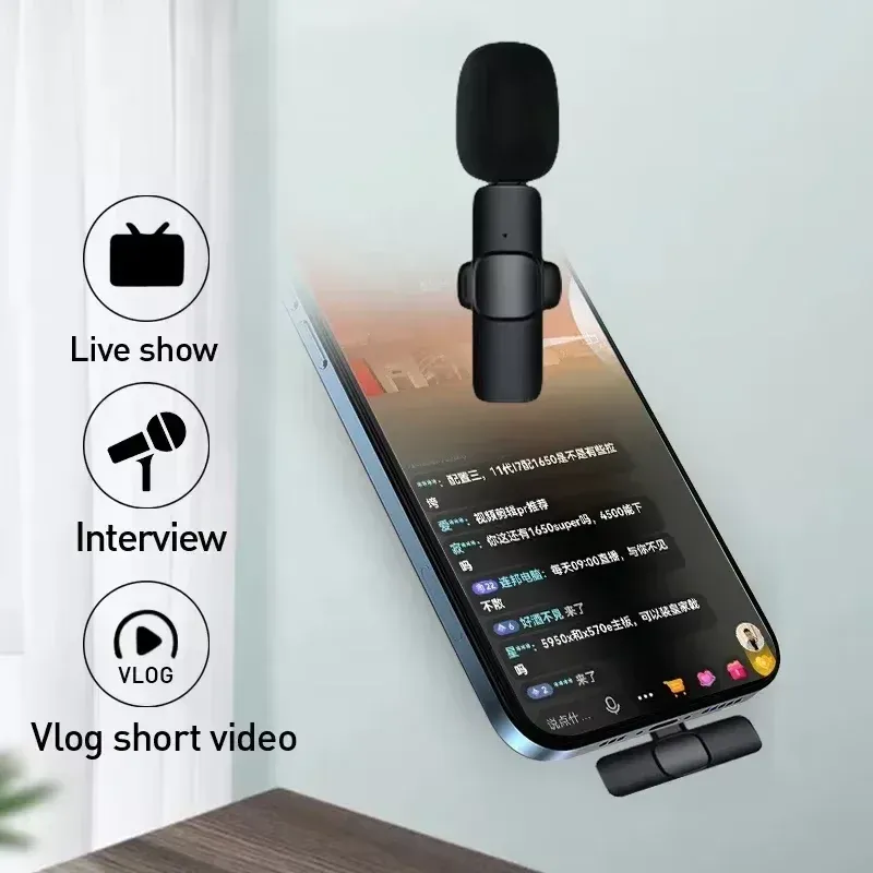 Le title is already in French, so I'll produce a clean, professional version:

Microphone Cravate Sans Fil 2.4G KEBIDUMEI Portable pour Enregistrement Audio et Vidéo, Compatible iPhone et Android, Diffusion en Direct et Jeux sur Téléphone 4