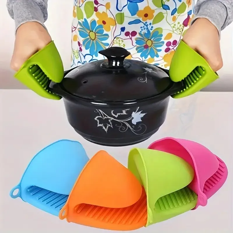 Gants porte-pot en silicone, lot de 2, poignée antidérapante, anti-brûlure et isolation thermique