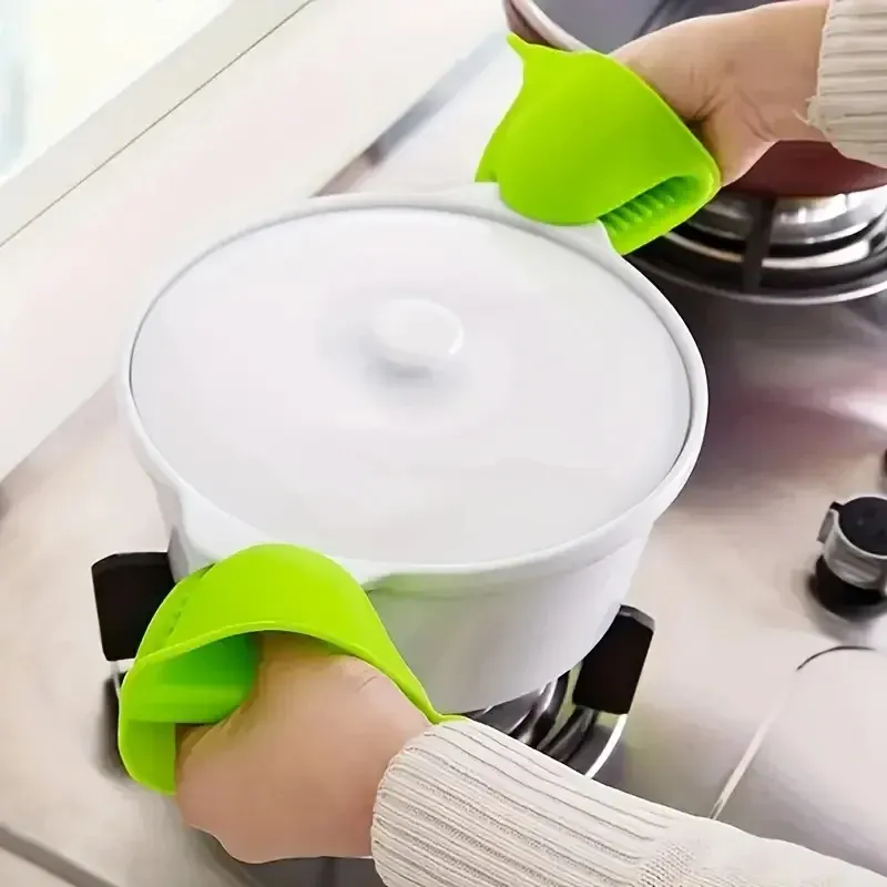 Gants porte-pot en silicone, lot de 2, poignée antidérapante, anti-brûlure et isolation thermique 2