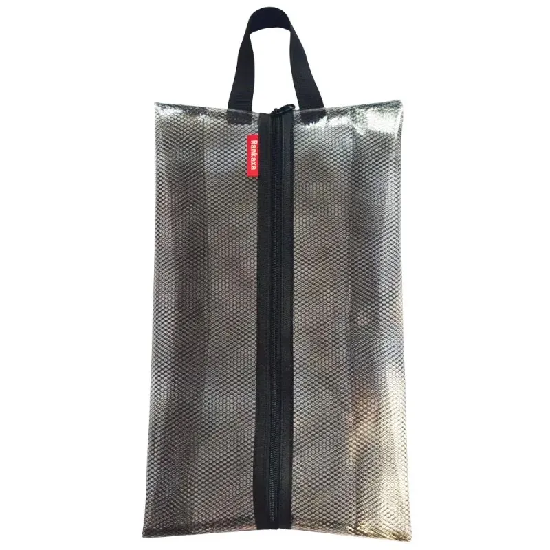 Sac de rangement pour chaussures en maille noire, imperméable et multifonctionnel, avec clip organisateur 2