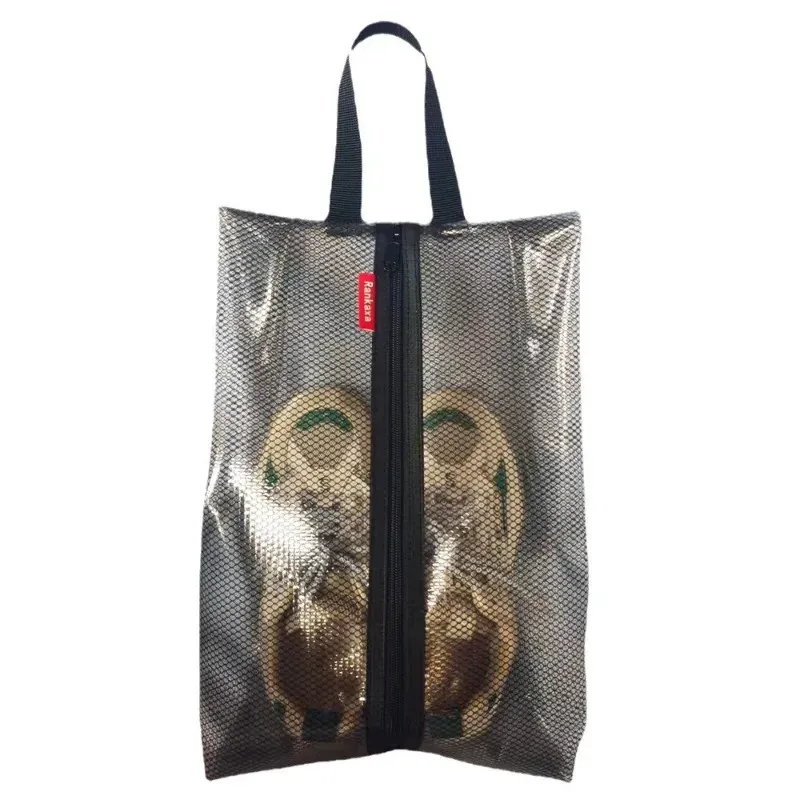 Sac de rangement pour chaussures en maille noire, imperméable et multifonctionnel, avec clip organisateur 3