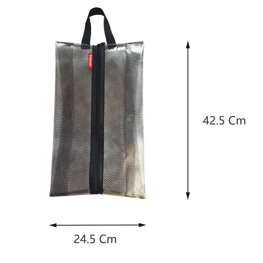 Sac de rangement pour chaussures en maille noire, imperméable et multifonctionnel, avec clip organisateur 4