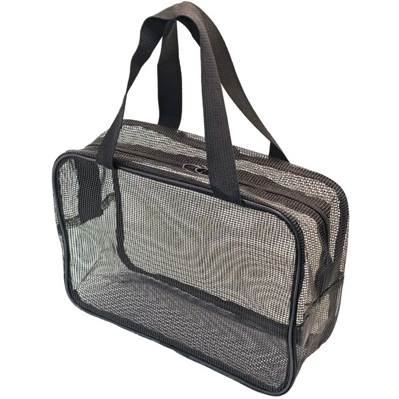 Sac de rangement pour chaussures en maille noire, imperméable et multifonctionnel, avec clip organisateur 7