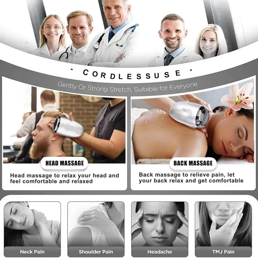 Masseur thermique portable à cordon ou sans fil, masseur vibrant pour cou, jambes, mains et visage, 2 têtes de massage, 1 fonction chauffante 6