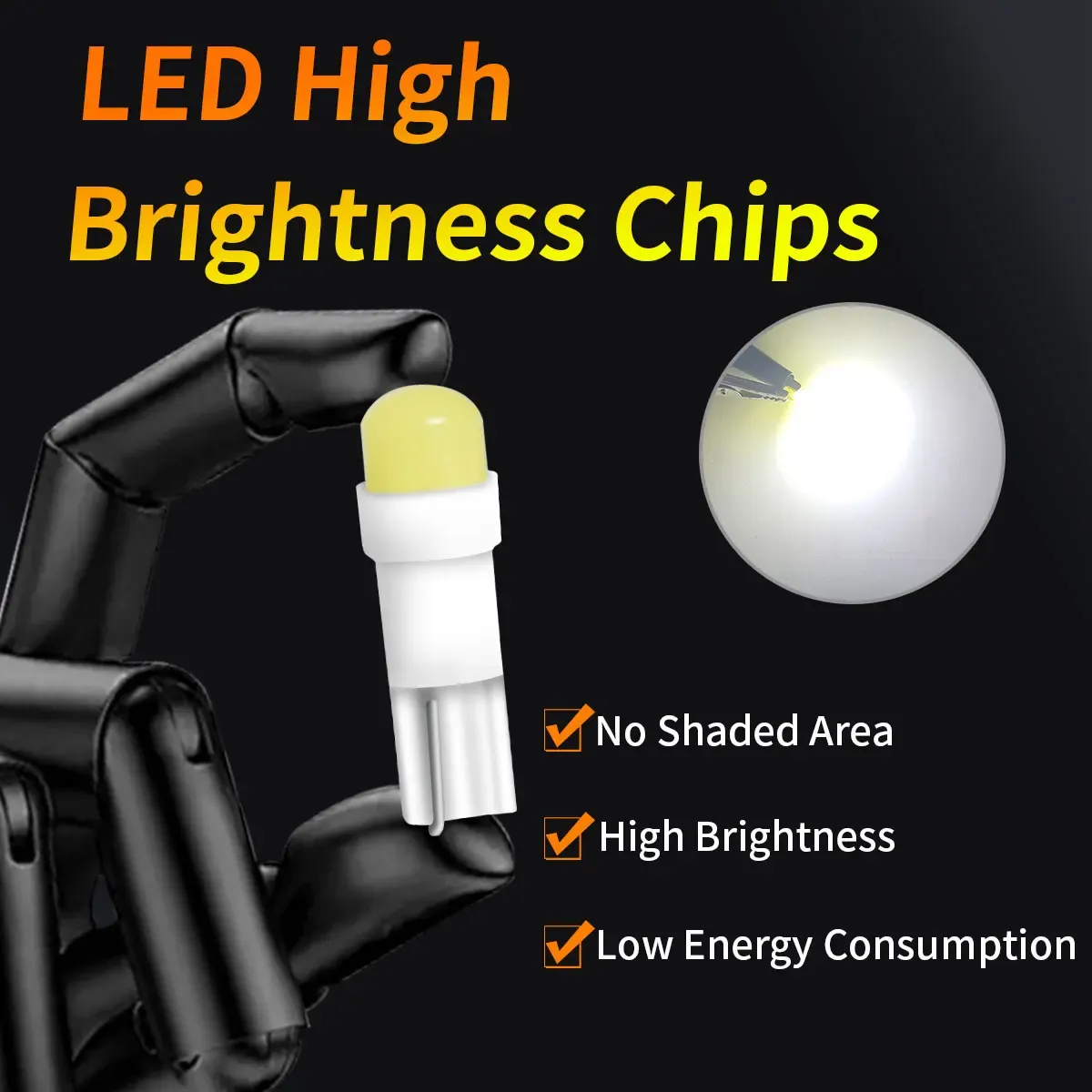 Lot de 10 ampoules LED T5 W1.2W W3W pour éclairage intérieur de véhicule (tableau de bord, plafonnier, lecture, feux de recul) 2