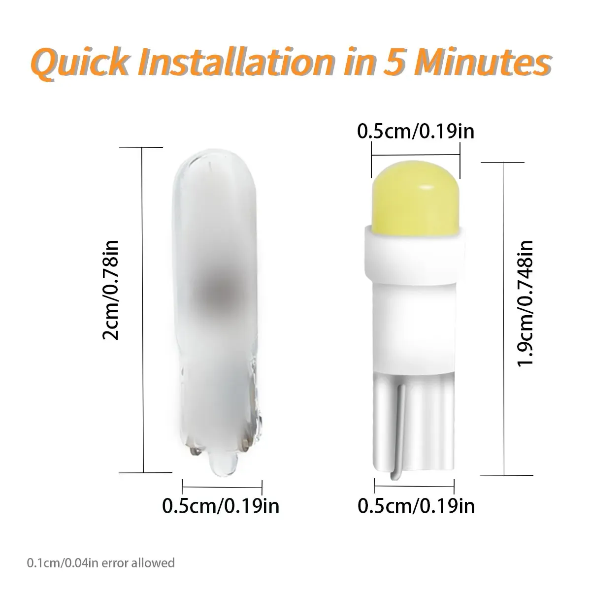 Lot de 10 ampoules LED T5 W1.2W W3W pour éclairage intérieur de véhicule (tableau de bord, plafonnier, lecture, feux de recul) 6