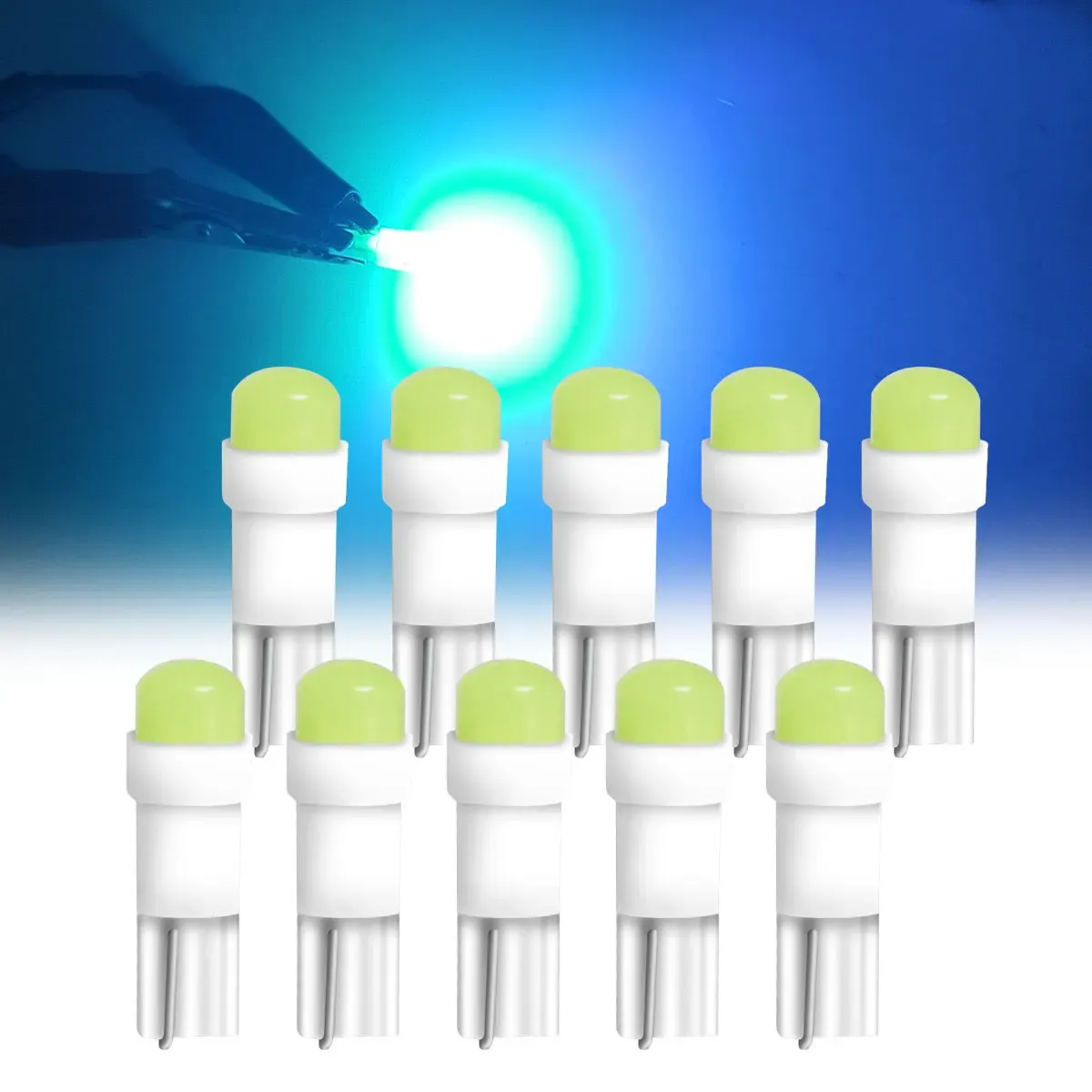 Lot de 10 ampoules LED T5 W1.2W W3W pour éclairage intérieur de véhicule (tableau de bord, plafonnier, lecture, feux de recul) 12