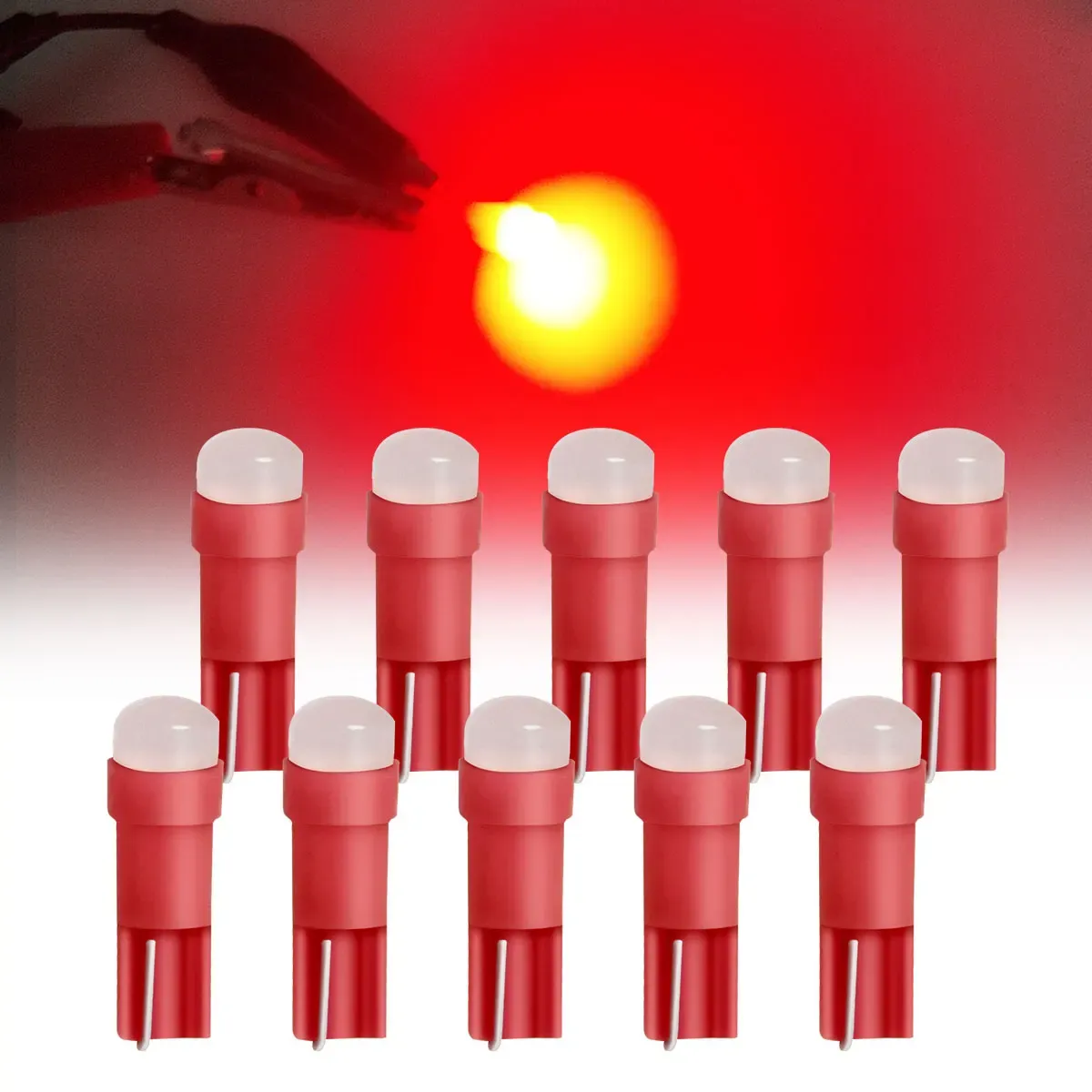 Lot de 10 ampoules LED T5 W1.2W W3W pour éclairage intérieur de véhicule (tableau de bord, plafonnier, lecture, feux de recul) 10