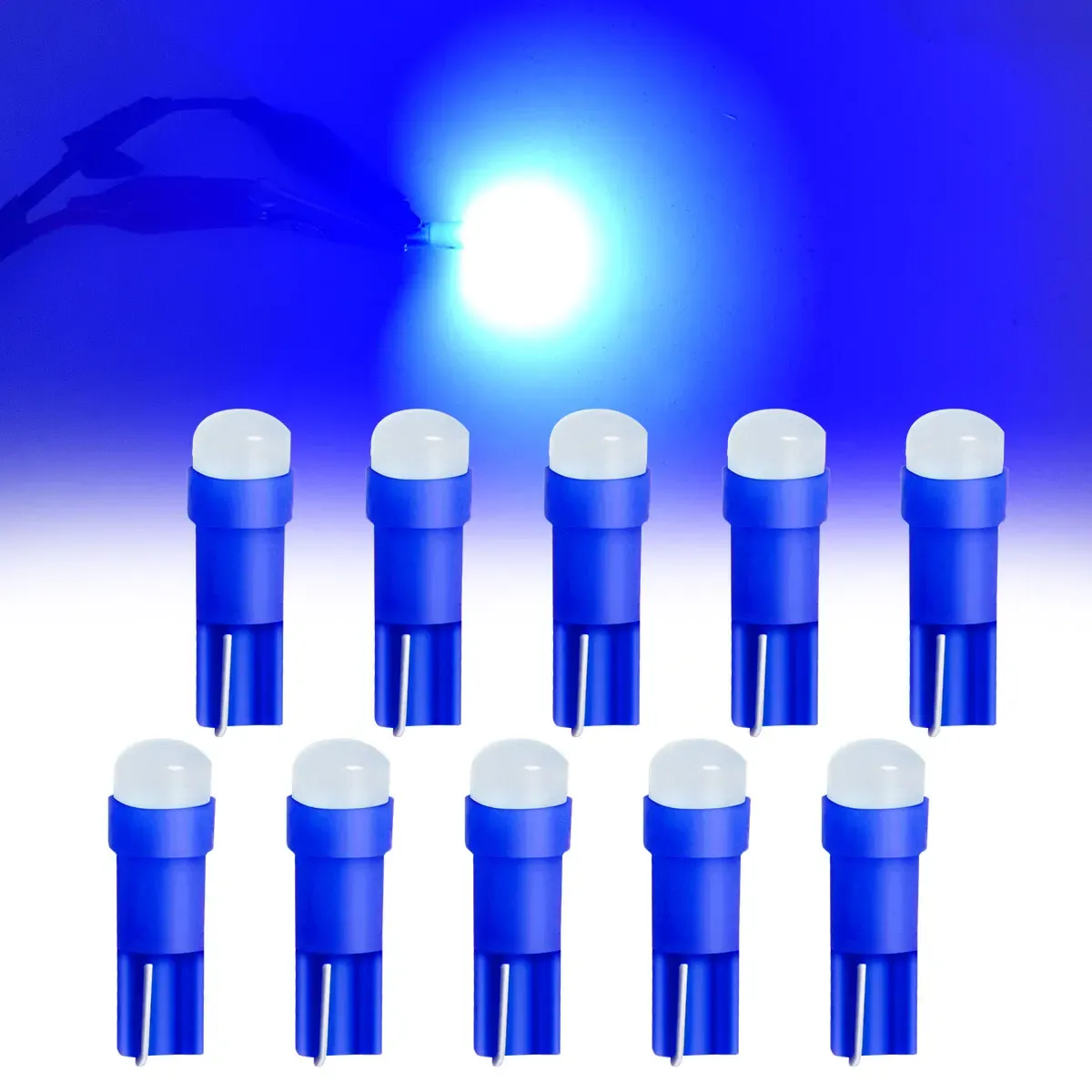 Lot de 10 ampoules LED T5 W1.2W W3W pour éclairage intérieur de véhicule (tableau de bord, plafonnier, lecture, feux de recul) 8