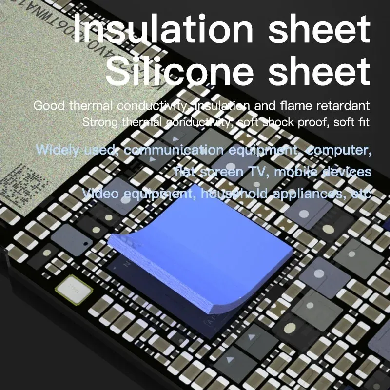 MaAnt Feuille de Silicone Isolante Thermique Haute Température, Prédécoupée pour Réparation de CPU, IC, GPU et Carte Mère, Lot de 100 4