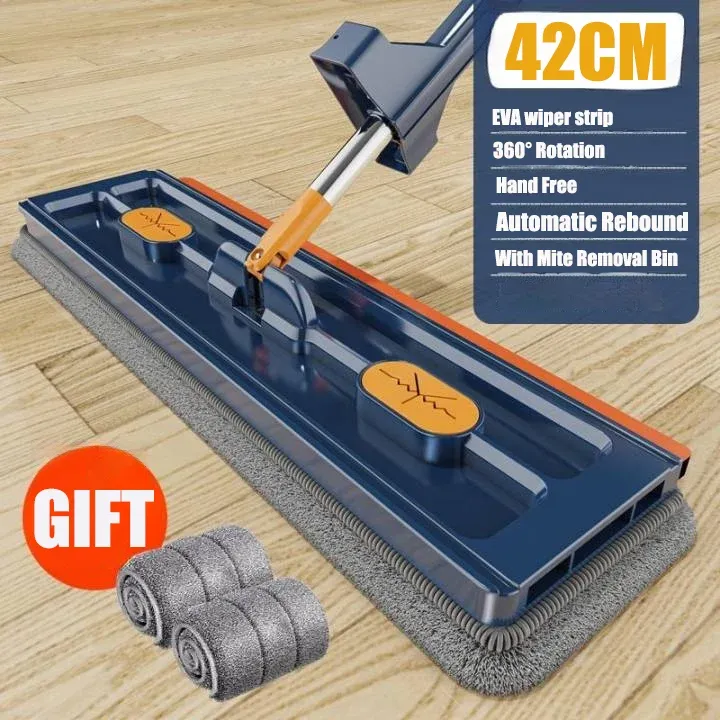 Vadrouille plate rotative à 360° en microfibre, autonome et coulissante, sans lavage des mains, nettoyage flottant - Image 1
