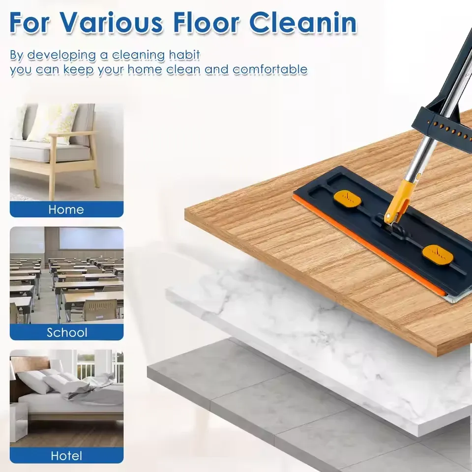 Vadrouille plate rotative à 360° en microfibre, autonome et coulissante, sans lavage des mains, nettoyage flottant 4