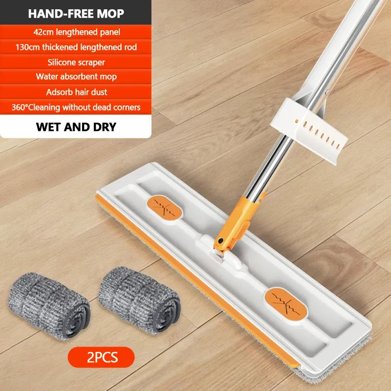 Vadrouille plate rotative à 360° en microfibre, autonome et coulissante, sans lavage des mains, nettoyage flottant 9