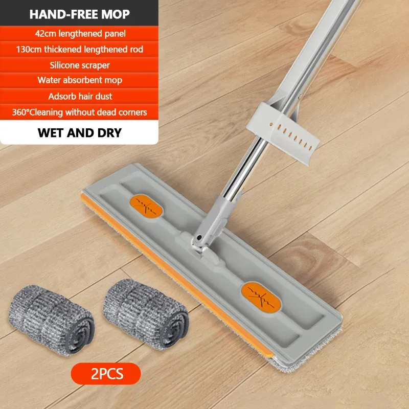 Vadrouille plate rotative à 360° en microfibre, autonome et coulissante, sans lavage des mains, nettoyage flottant 8