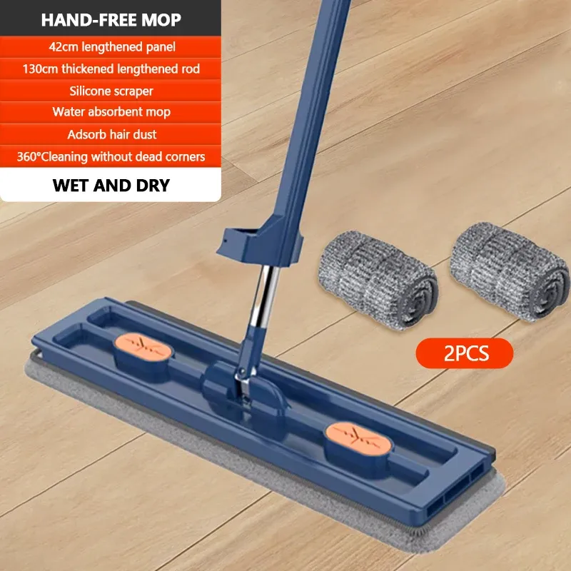 Vadrouille plate rotative à 360° en microfibre, autonome et coulissante, sans lavage des mains, nettoyage flottant 7