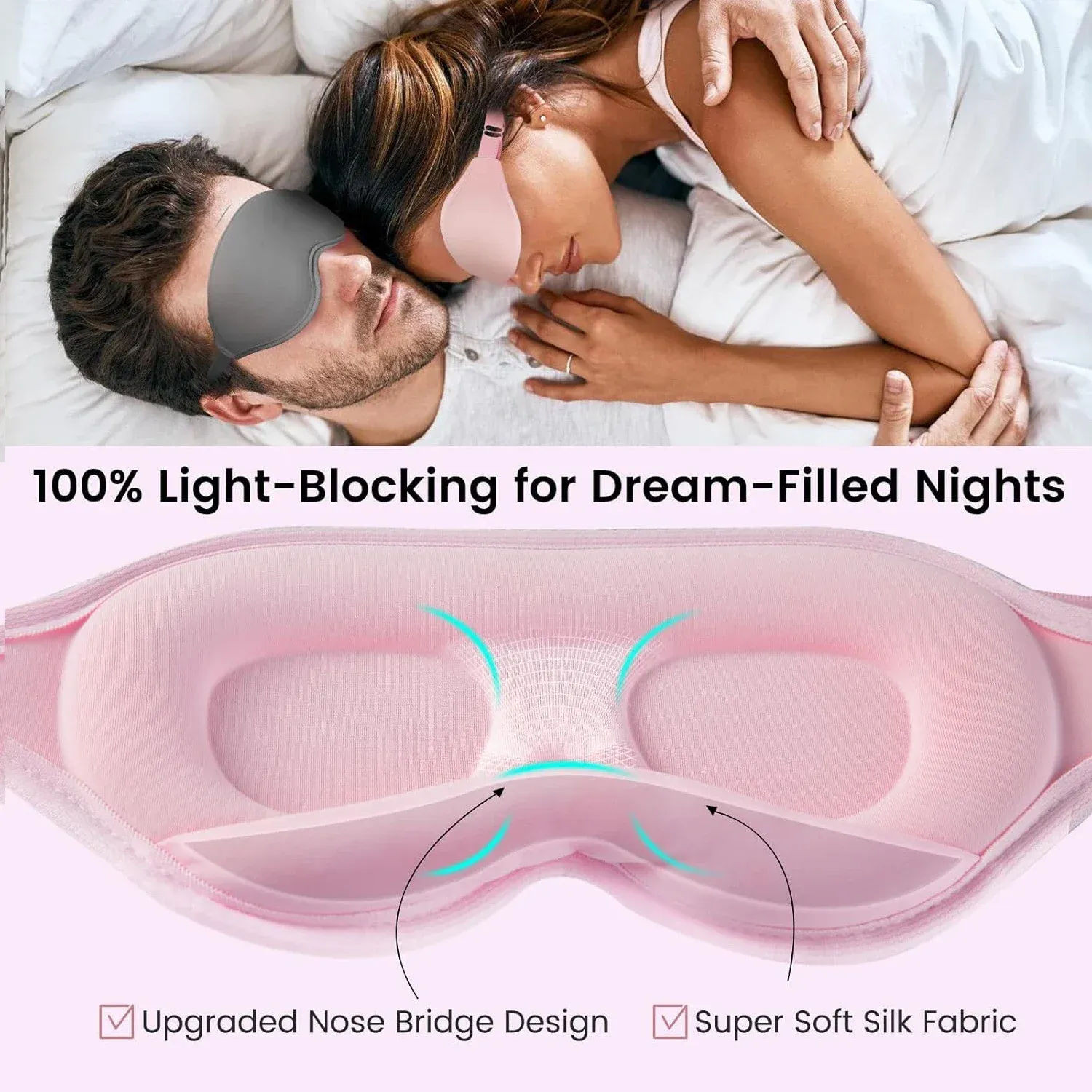 Masque de sommeil 3D profilé en situation