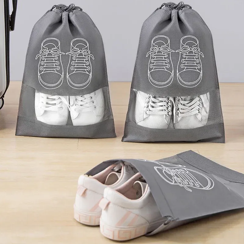 Sacs de rangement pour chaussures, lot de 10 et 5 pièces, organisateur de placard, sac de voyage portable en non-tissé, pochette étanche pour vêtements, sac suspendu 2