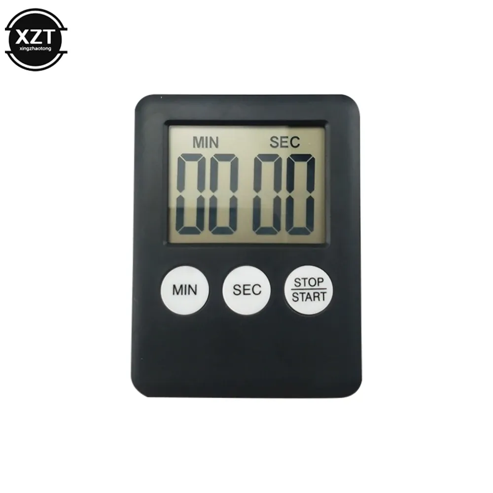 Minuteur de cuisine magnétique numérique à écran LCD, compte à rebours avec alarme sonore puissante, aimant intégré et fonction horloge 4