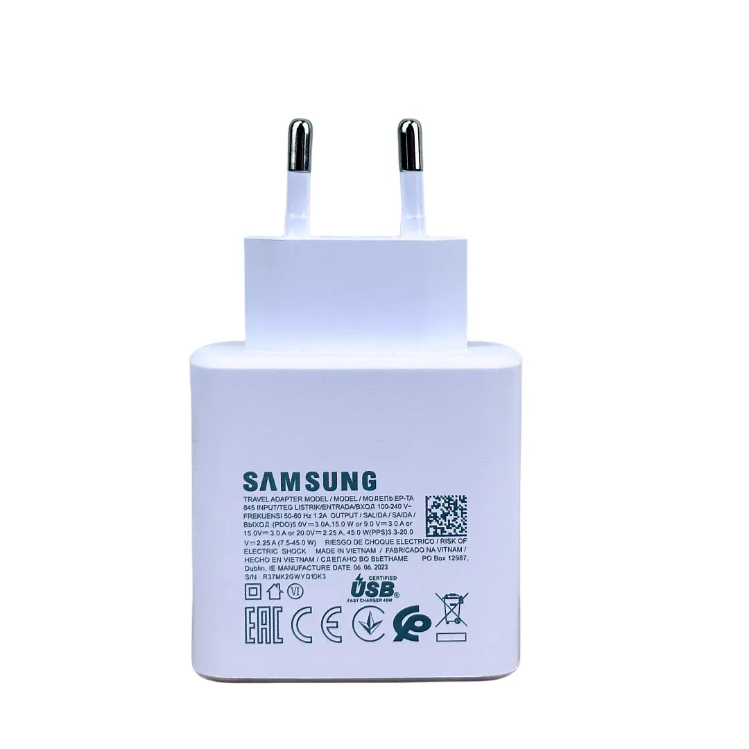 Chargeur d'origine Samsung 45W, charge super rapide, adaptateur USB Type-C pour Galaxy S23, S24 Ultra, S20, S22, S21 et Z Fold 5, 4, 3, Flip 5, 4, 3 3