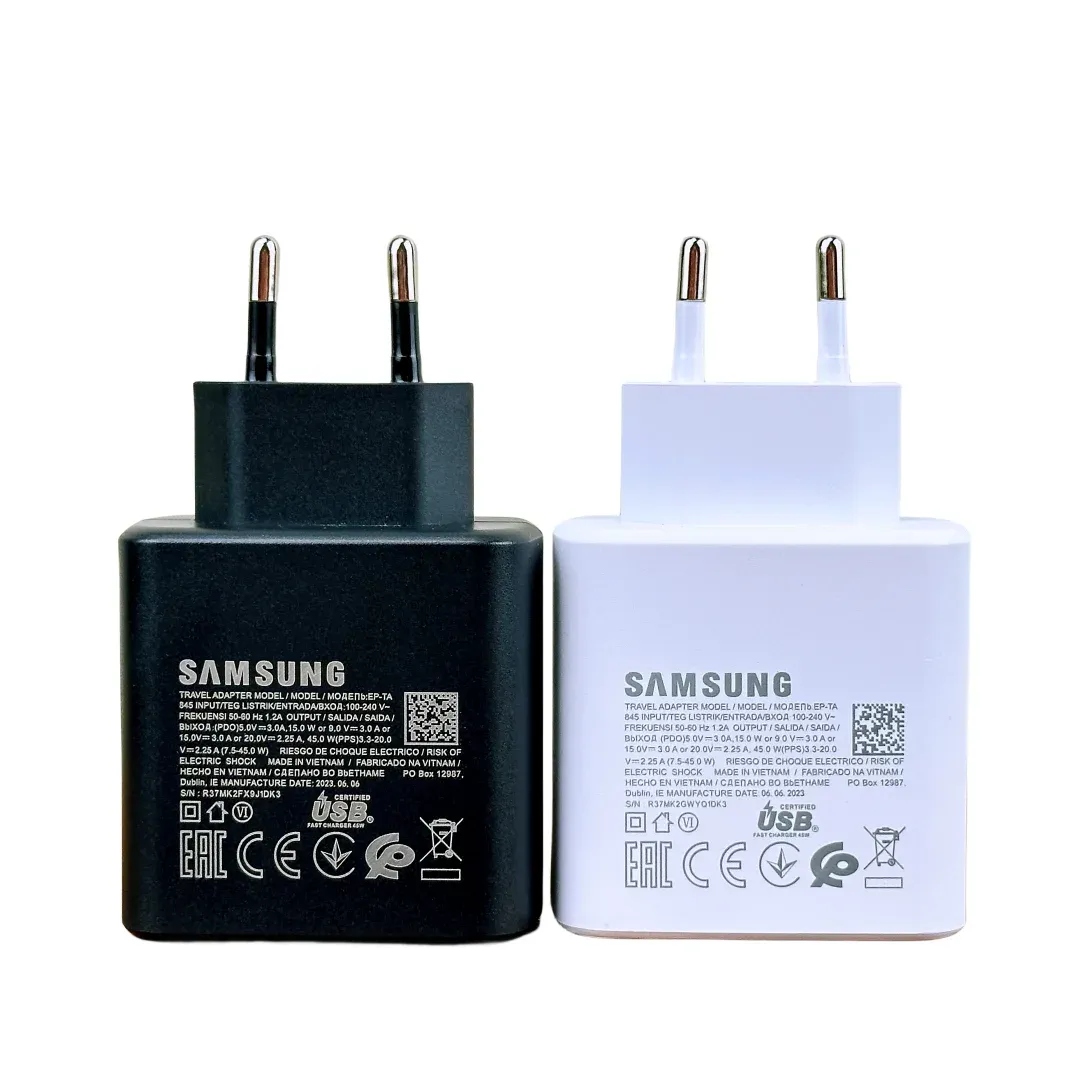 Chargeur d'origine Samsung 45W, charge super rapide, adaptateur USB Type-C pour Galaxy S23, S24 Ultra, S20, S22, S21 et Z Fold 5, 4, 3, Flip 5, 4, 3 2