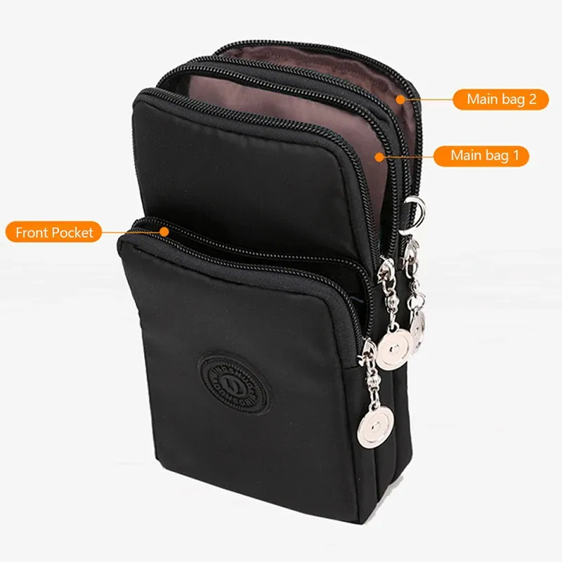 Petit sac bandoulière en nylon pour femme avec porte-monnaie et sangle réglable pour téléphone portable 4