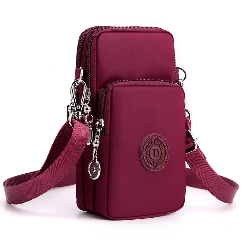 Petit sac bandoulière en nylon pour femme avec porte-monnaie et sangle réglable pour téléphone portable 15