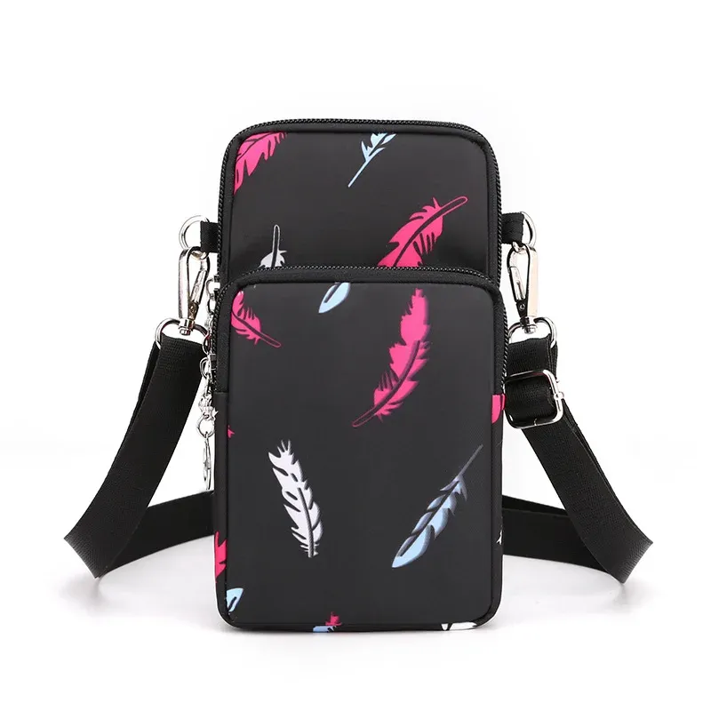 Petit sac bandoulière en nylon pour femme avec porte-monnaie et sangle réglable pour téléphone portable 12