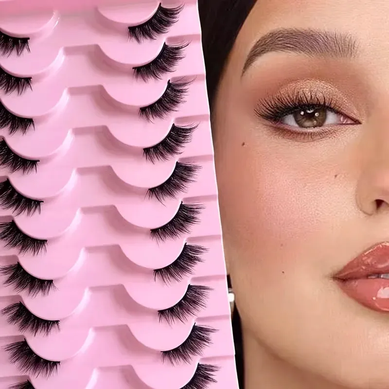 10 paires de faux cils effet œil de chat, volume naturel, légère courbure, format court pour le coin externe de l'œil - Image 1