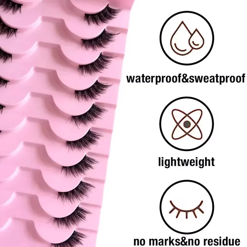 10 paires de faux cils effet œil de chat, volume naturel, légère courbure, format court pour le coin externe de l'œil 3