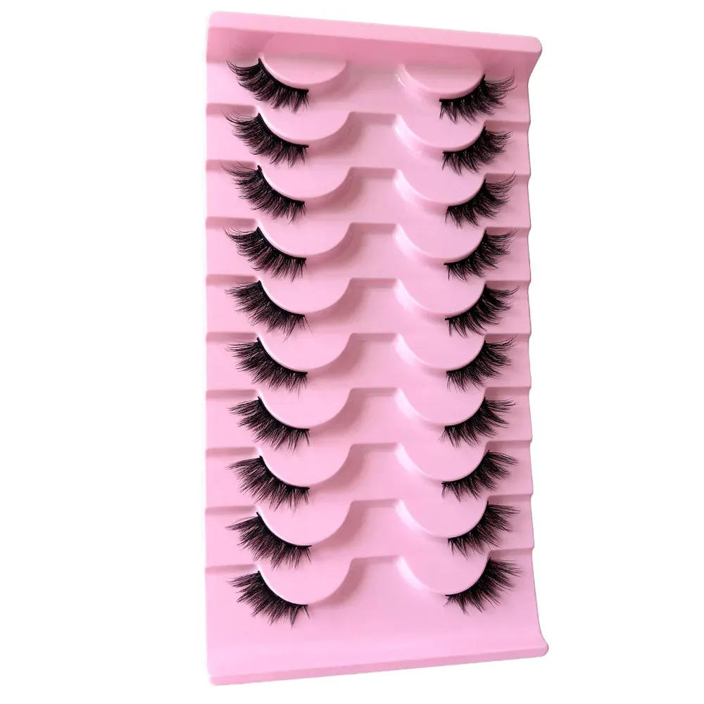10 paires de faux cils effet œil de chat, volume naturel, légère courbure, format court pour le coin externe de l'œil 7