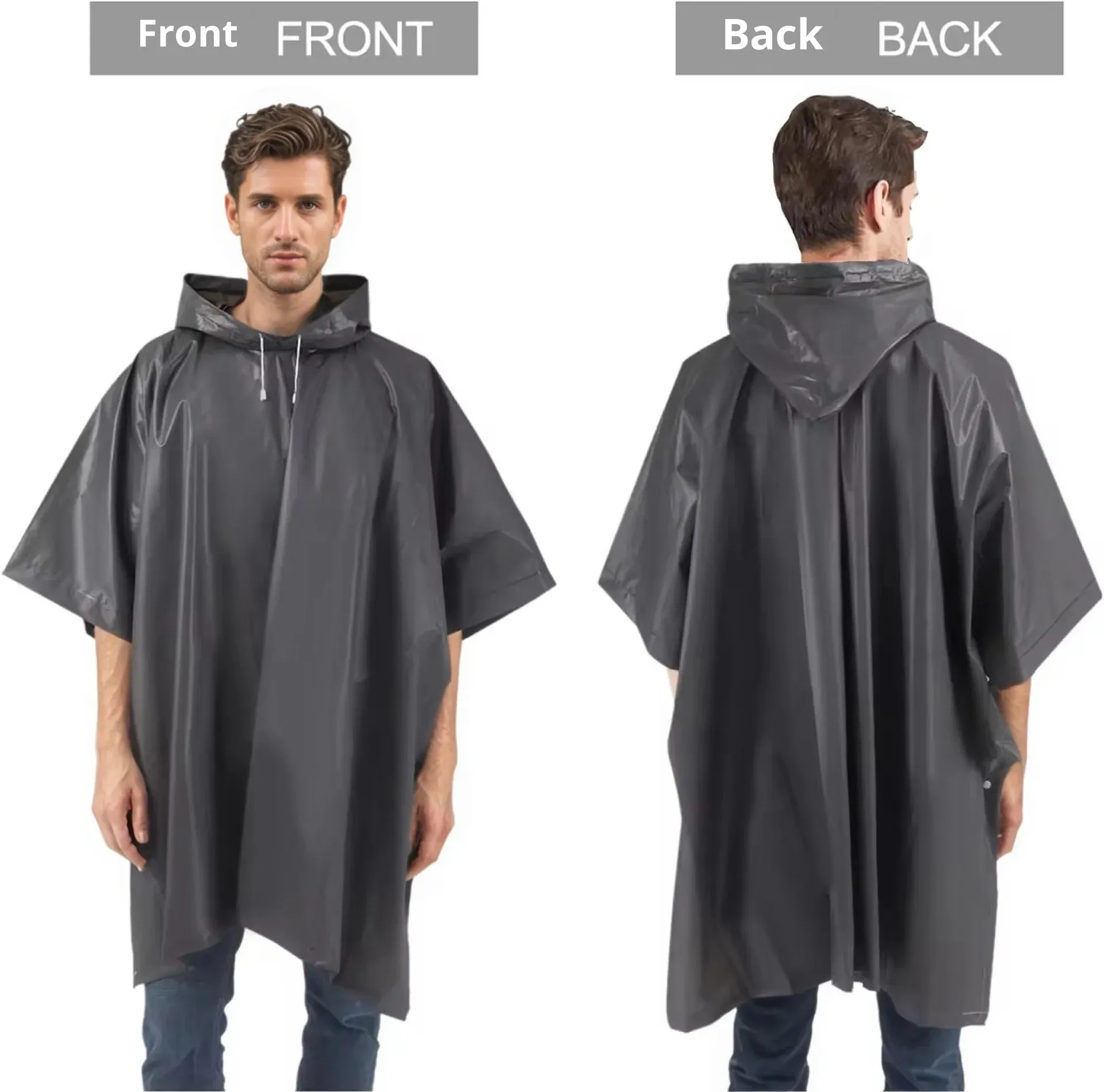 Manteau imperméable 3 en 1 pour l'extérieur, à capuche amovible, poncho de pluie pour moto, camping, randonnée et voyage 3