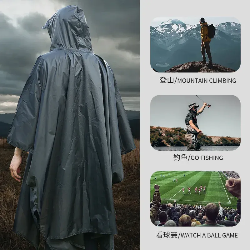 Manteau imperméable 3 en 1 pour l'extérieur, à capuche amovible, poncho de pluie pour moto, camping, randonnée et voyage 4