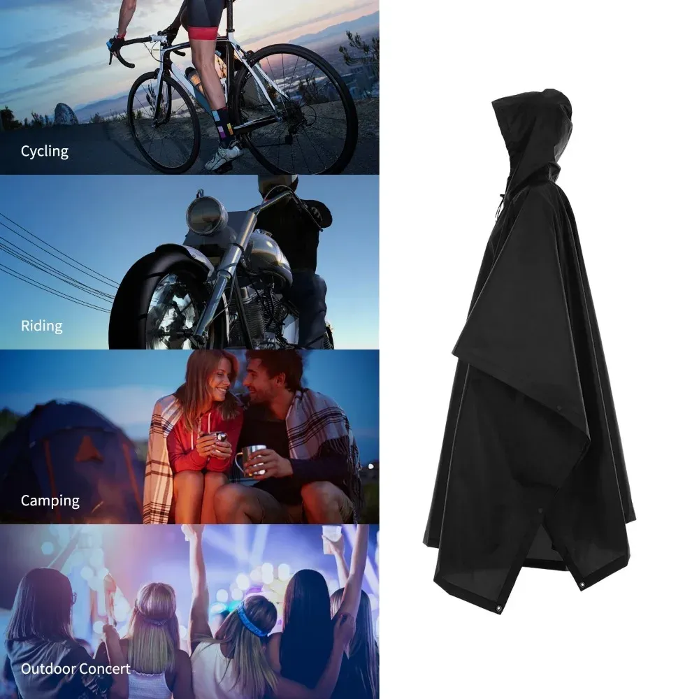 Manteau imperméable 3 en 1 pour l'extérieur, à capuche amovible, poncho de pluie pour moto, camping, randonnée et voyage 5