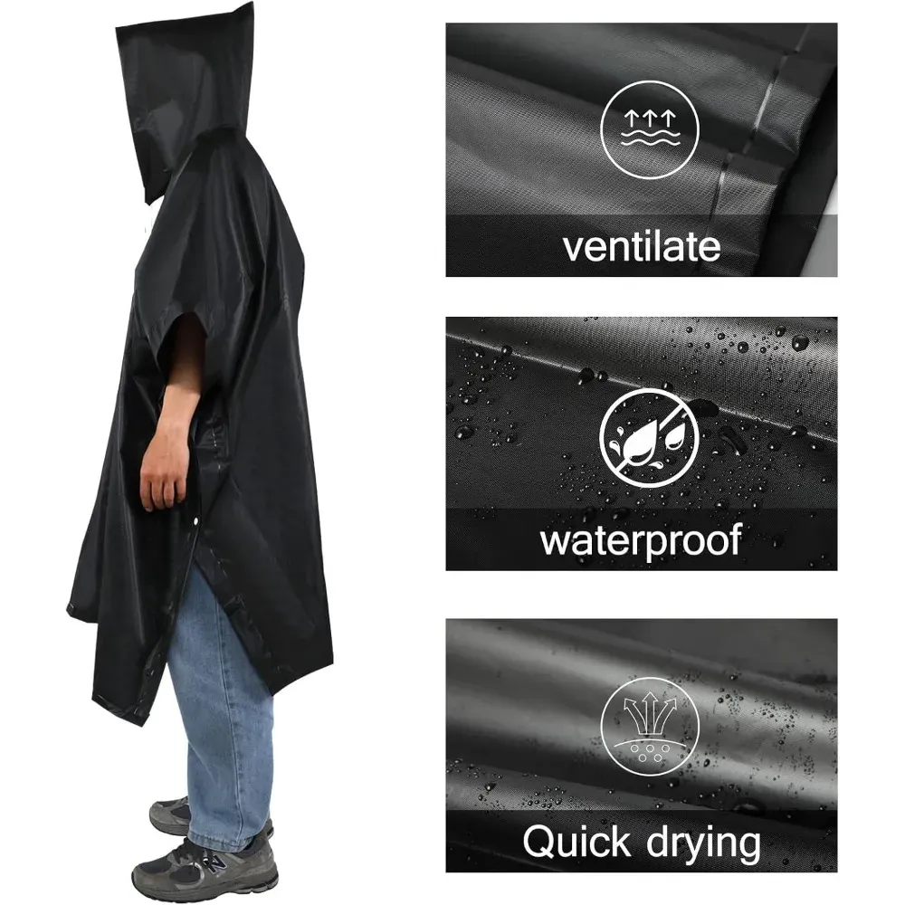 Manteau imperméable 3 en 1 pour l'extérieur, à capuche amovible, poncho de pluie pour moto, camping, randonnée et voyage 7
