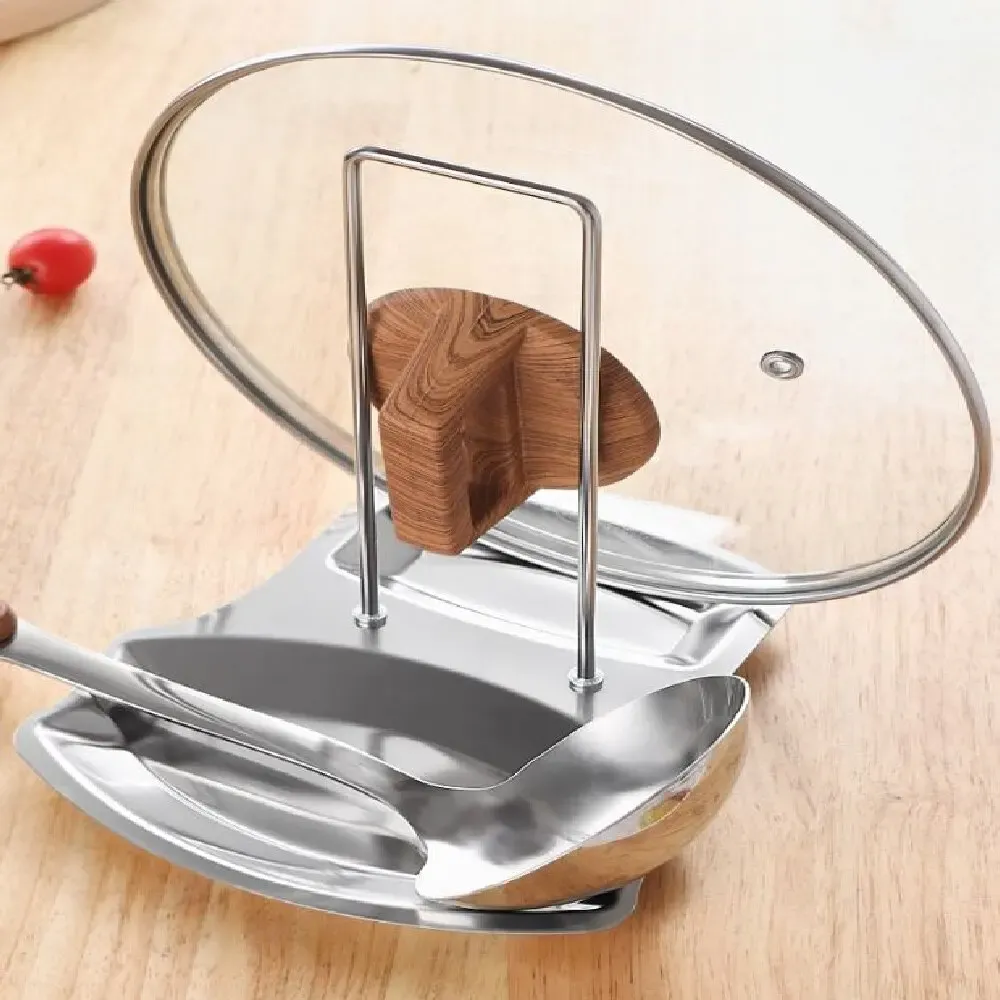 Support de couvercle de casserole en acier inoxydable, range-ustensiles et organisateur multifonctionnel pour cuisine 5