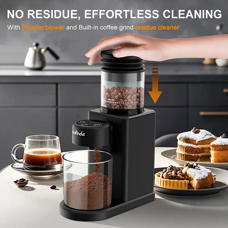 Broyeur électrique à meule conique pour café en grains, 25 réglages de mouture, écran tactile et double mode de meulage 4