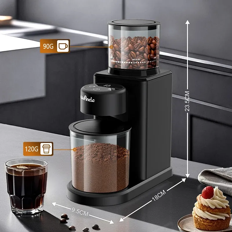 Broyeur électrique à meule conique pour café en grains, 25 réglages de mouture, écran tactile et double mode de meulage 6